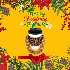 Christmas Gift Coffee Cup Sleeve with Chain Strap Drink Carrier for Coffee
